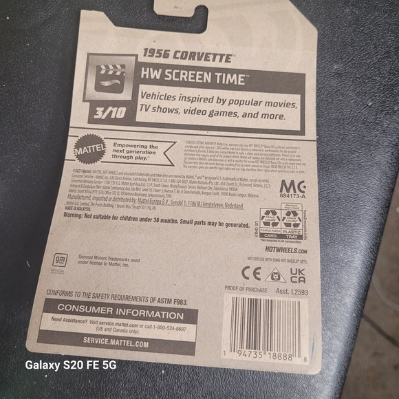 Barbie The Movie 1956 Corvette Hot Wheel Car - Picture 2 of 2